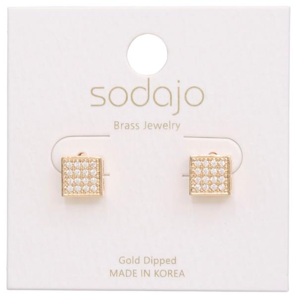 SODAJO SQUARE CRYSTAL GOLD DIPPED EARRING