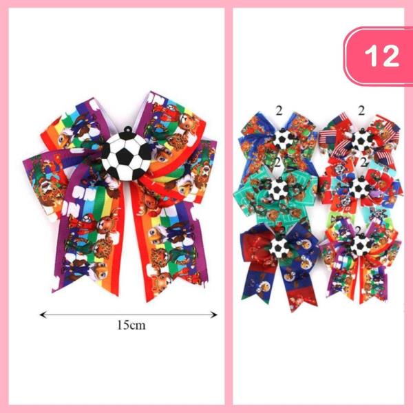 RIBBON SOCCER HAIR BOW (12 UNITS)