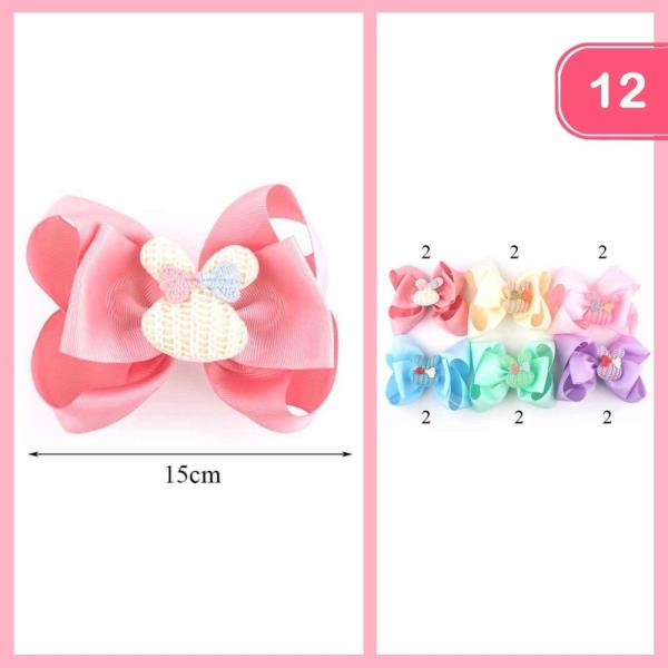 EASTER BUNNY RIBBON HAIR BOW (12 UNITS)