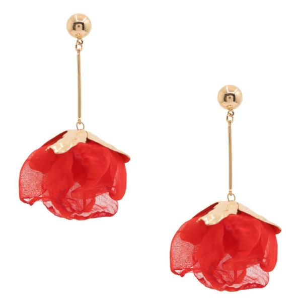 PETAL FABRIC DANGLE EARRING