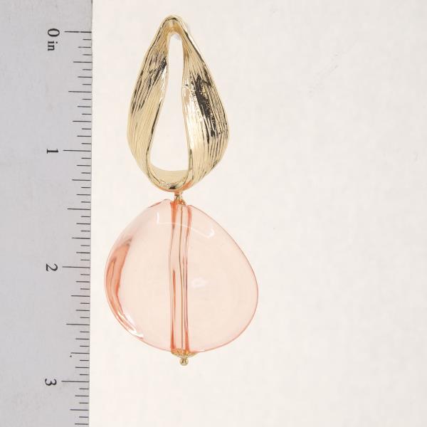 LINED METAL TEARDROP STONE LINK DANGLE EARRING