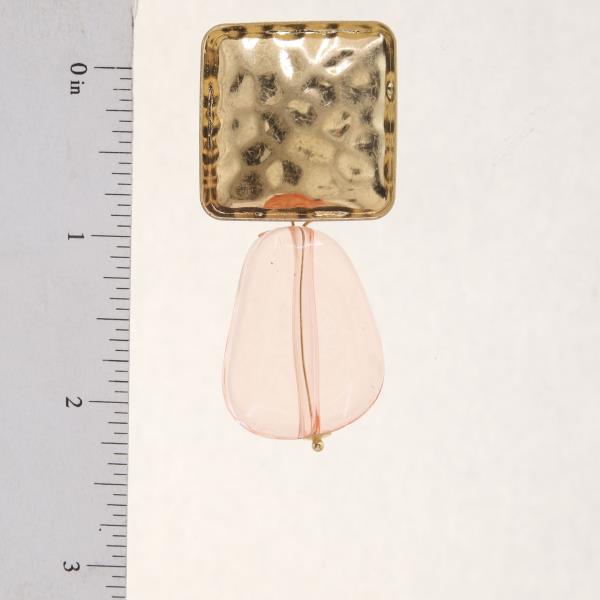 STONE METAL SQUARE LINK DANGLE EARRING