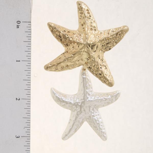 TWO TONE DOUBLE STARFISH METAL EARRING