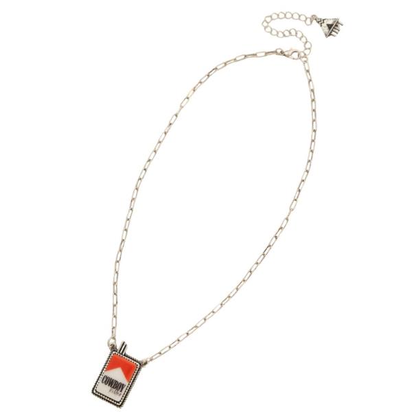 COWBOY CIGARETTE PENDANT METAL NECKLACE