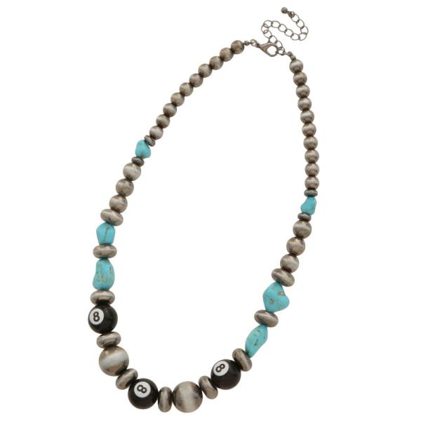 EIGHT BALL TURQUOISE BEAD NECKLACE