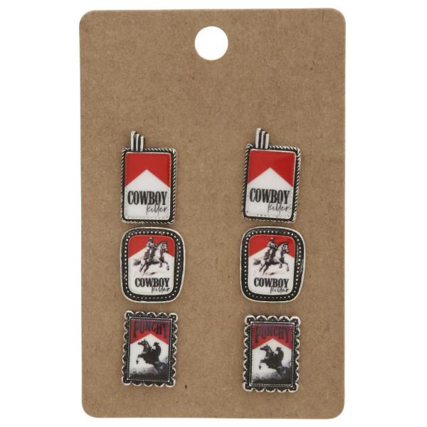 WESTERN COWBOY ASSORTED EARRING SET