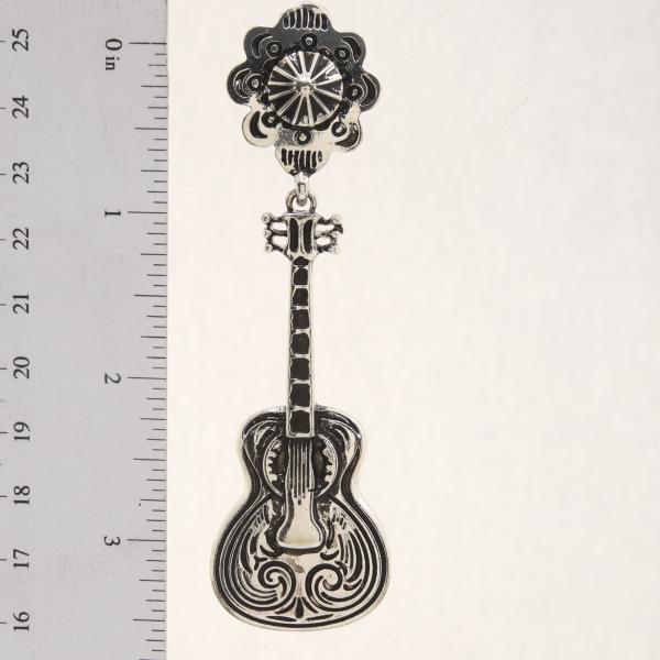 GUITAR FLOWER LINK METAL DANGLE EARRING