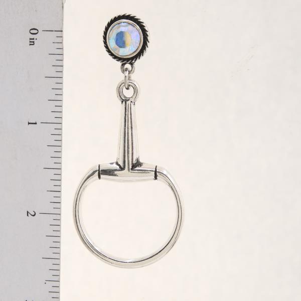 WESTERN TURQUOISE BEAD HORSESHOE DANGLE EARRING