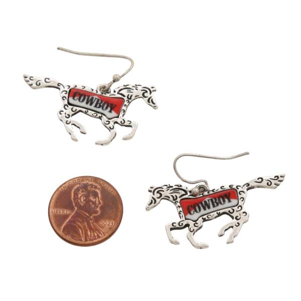 WESTERN COWBOY HORSE METAL DANGLE EARRING