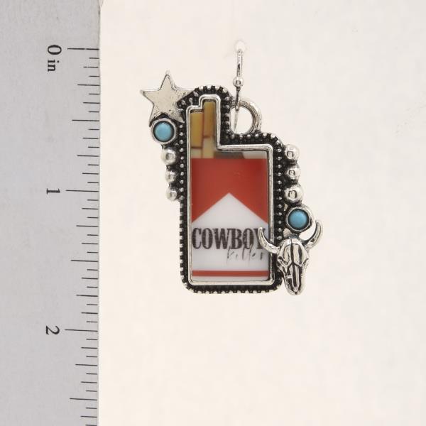 WESTERN COWBOY CIGARETTE DANGLE EARRING