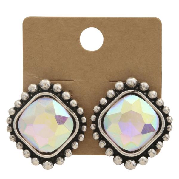 RHINESTONE STUDDED METAL EARRING