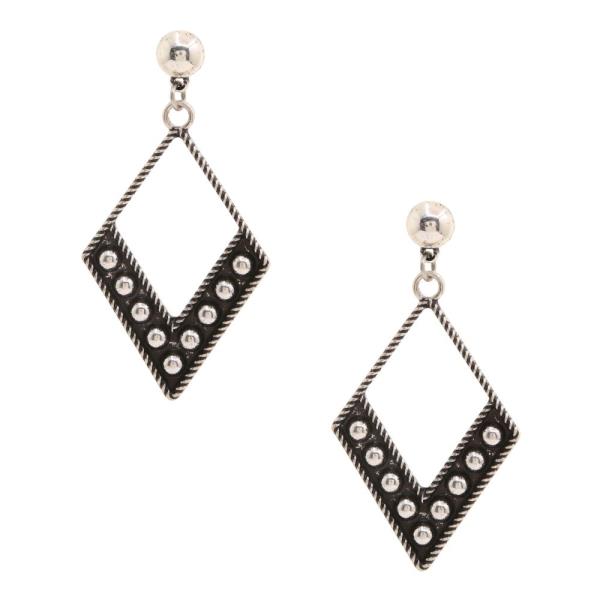 STUDDED METAL DANGLE EARRING