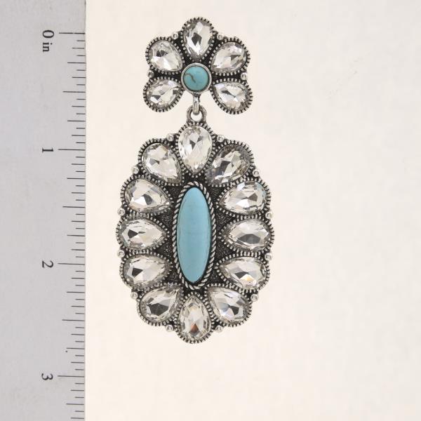 WESTERN RHINESTONE CONCHO DANGLE EARRING