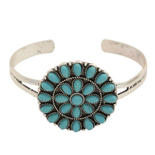 WESTERN TURQUOISE CONCHO METAL CUFF BRACELET