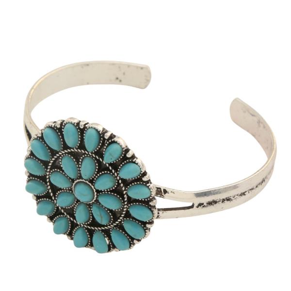 WESTERN TURQUOISE CONCHO METAL CUFF BRACELET