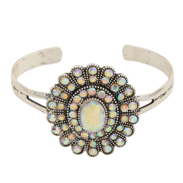 WESTERN RHINESTONE CONCHO METAL CUFF BRACELET