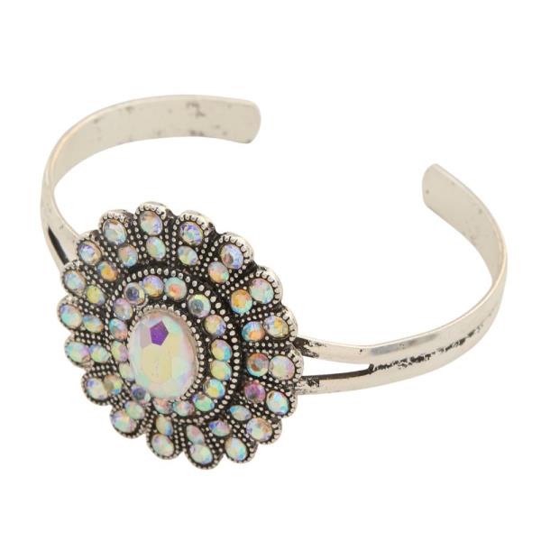 WESTERN RHINESTONE CONCHO METAL CUFF BRACELET