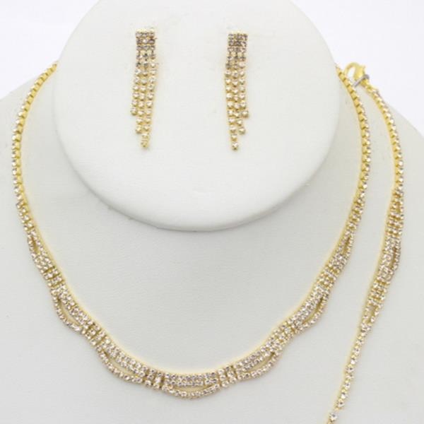 RHINESTONE CLASSIC TENNIS NECKLACE EARRING SET