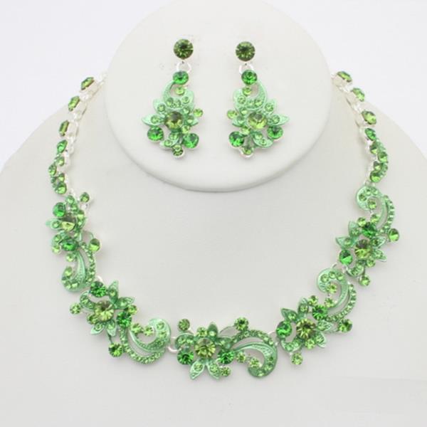 RHINESTONE FLOWER STYLE NECKLACE EARRING SET