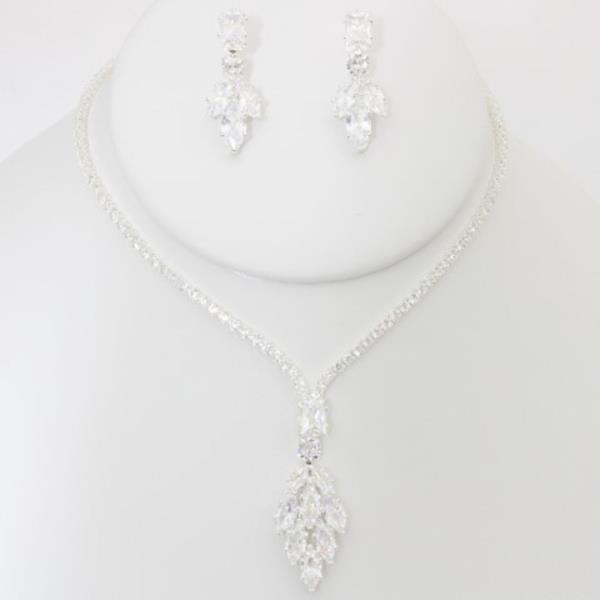 RHINESTONE TEARDROP NECKLACE EARRING SET
