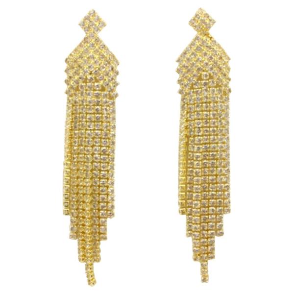 RHINESTONE FRINGE DROP EARRING