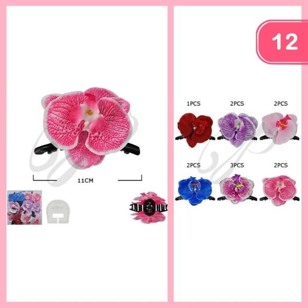 ORCHID FLOWER HAIR CLAW CLIP (12 UNITS)