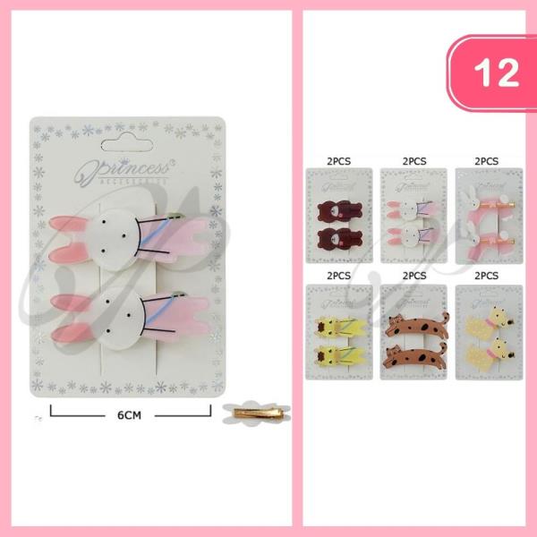 CUTE ANIMAL HAIR PINS (12 UNITS)