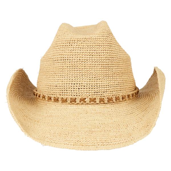 CC RAFFIA COWBOY HAT WITH BRAIDED DETAILS