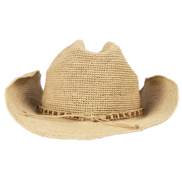 CC RAFFIA COWBOY HAT WITH BRAIDED DETAILS