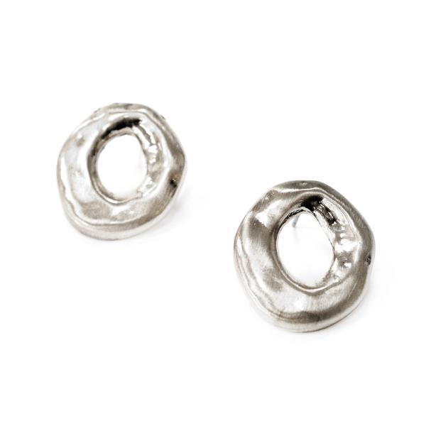 ORGANIC TEXTURED METAL OPEN CIRCLE STUD EARRING