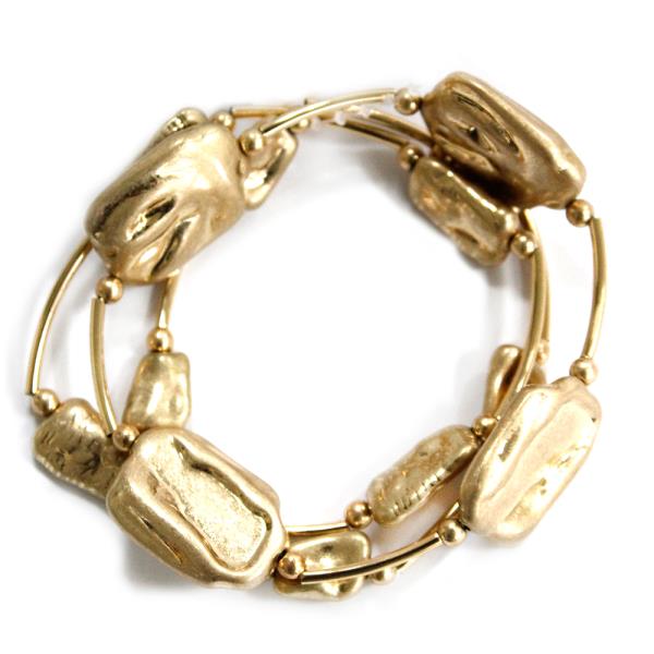 ORGANIC SHAPED METAL LINK STRETCH BRACELET SET