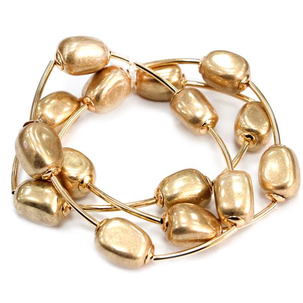 ABSTRACT METAL NUGGET LINK STRETCH BRACELET SET