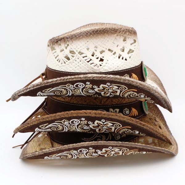 UNDERSIDE PATTERN, FLORAL EMBROIDERY AND RHINESTONE, GREEN STONE BAND