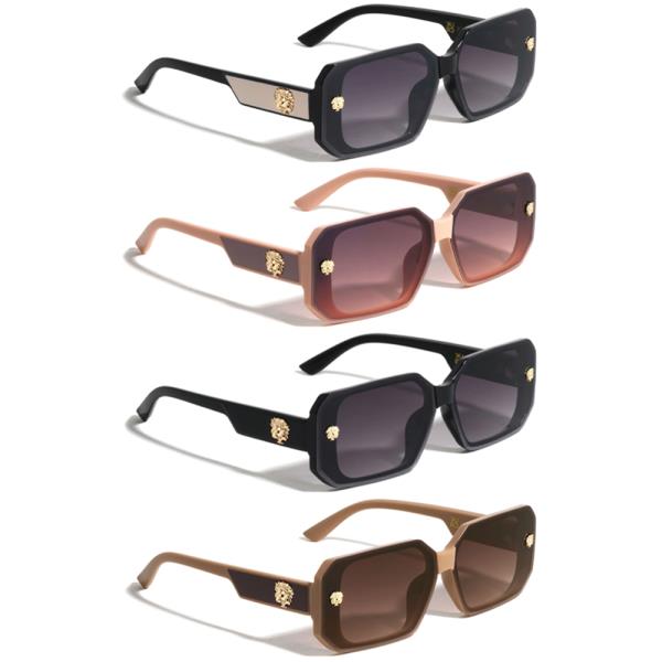 LION STUDS TEMPLE COLOR ACCENT GEOMETRIC SUNGLASSES 1DZ