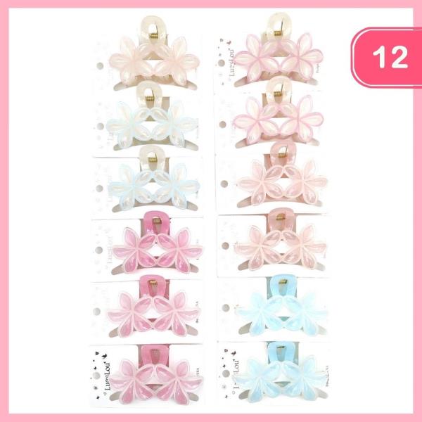 DOUBLE FLOWER HAIR CLAW CLIP (12 UNITS)