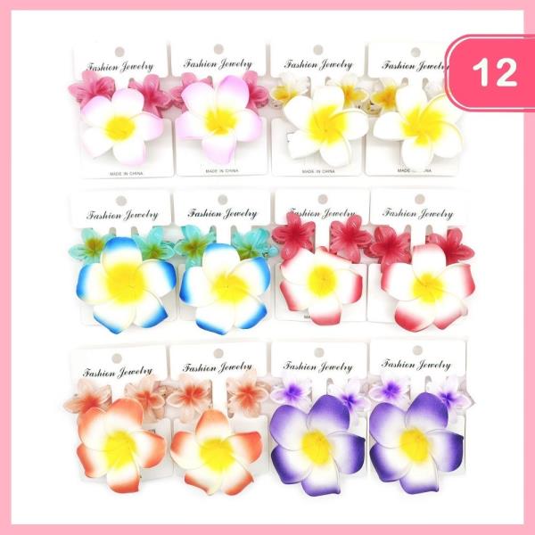 HAWAIIAN FLOWER HAIR CLIP (12 UNITS)