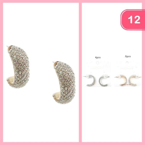 RHINESTONE HOOP EARRING (12 UNITS)