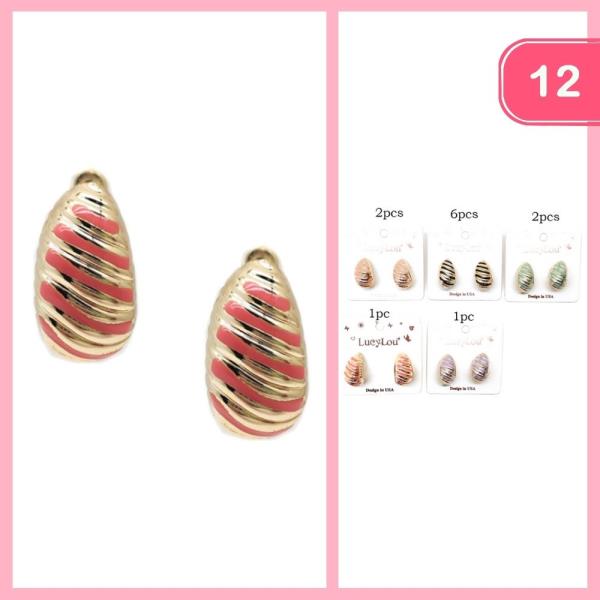 STRIPED POST EARRINGS (12 UNITS)