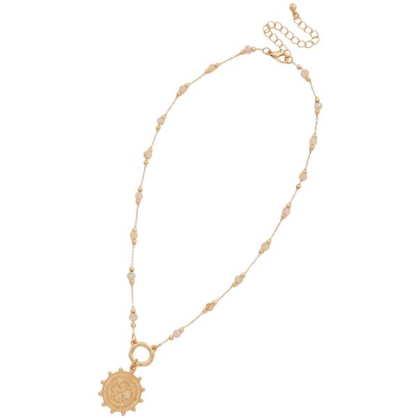 MEDALLION BEADED STATION NECKLACE
