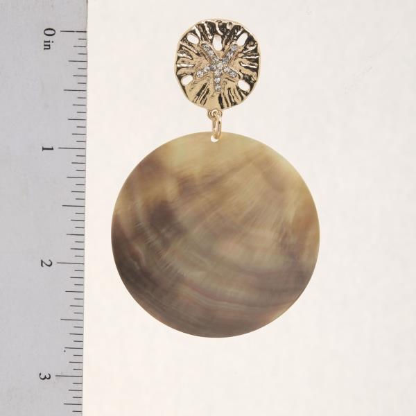 ROUND MOTHER OF PEARL LINK DANGLE EARRING