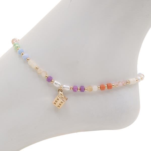 DICE CHARM BEADED ANKLET