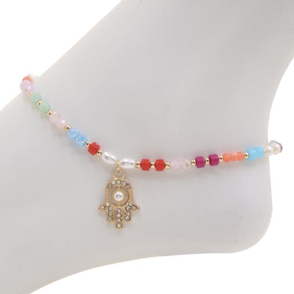 HAMS HAND CHARM BEADED BRACELET