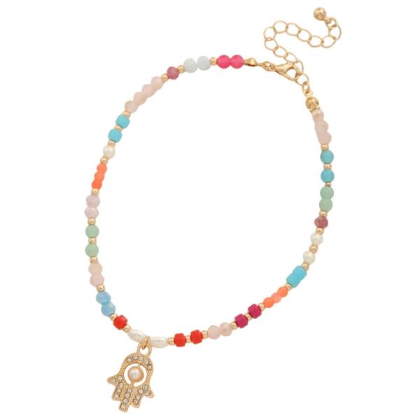 HAMS HAND CHARM BEADED BRACELET