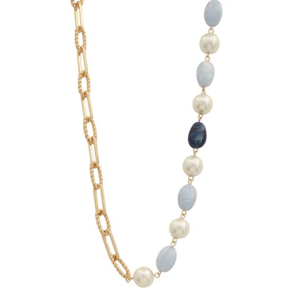 MIXED BEAD OVAL CHAIN LINK NECKLACE