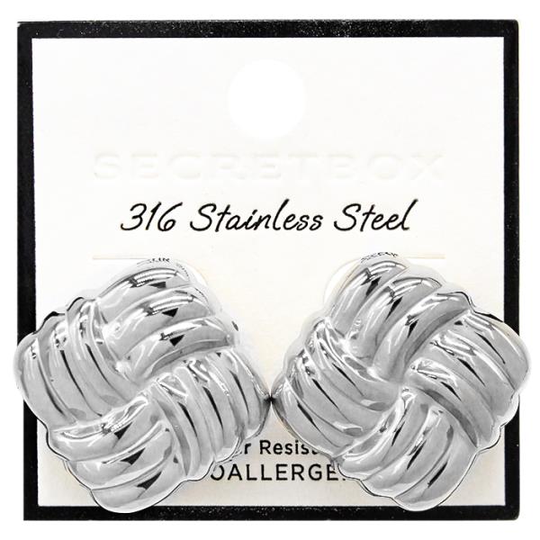 SECRET BOX STAINLESS STEEL SQUARE SHAPE GOLD DIPPED EARRING