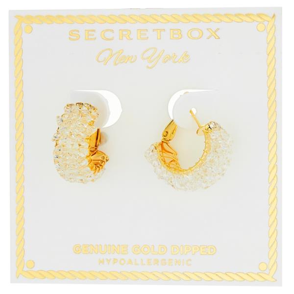 SECRET BOX GOLD DIPPED CRYSTAL 13MM HOOP EARRING