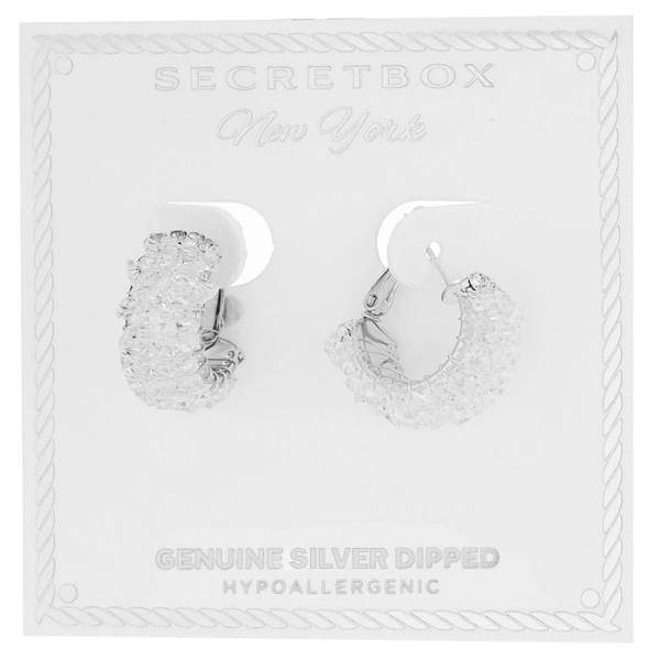 SECRET BOX GOLD DIPPED CRYSTAL 13MM HOOP EARRING