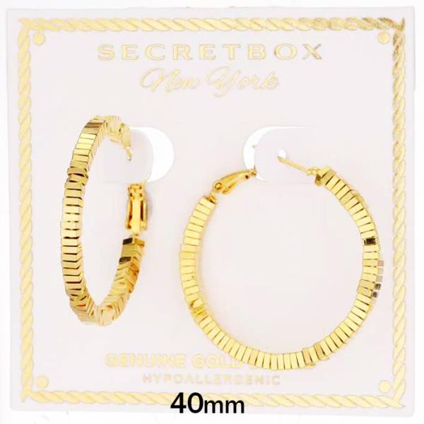 SECRET BOX GOLD DIPPED 40MM STACKED HOOP EARRING