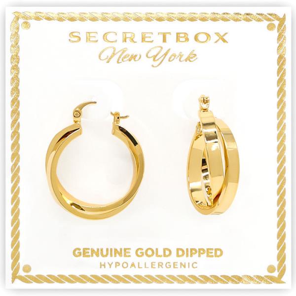SECRET BOX DOUBLE HOOP GOLD DIPPED EARRING