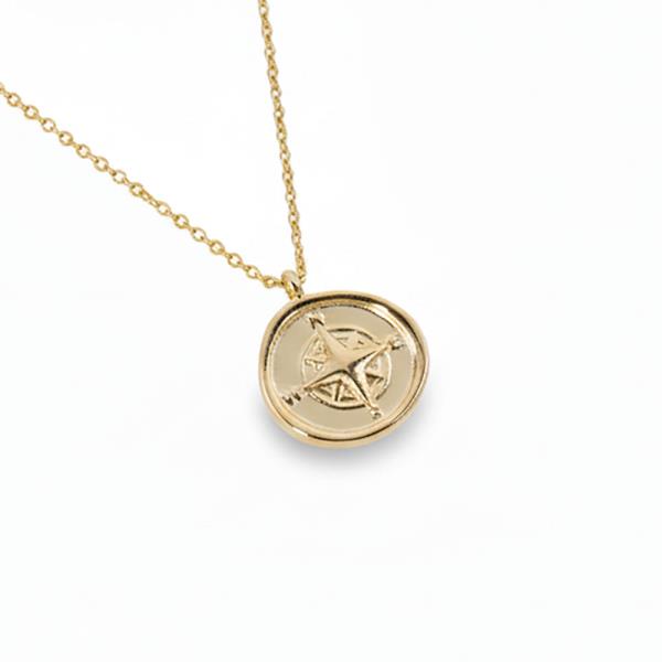 18K GOLD RHODIUM BEAUTIFUL DESTINATION COMPASS PENDANT NECKLACE
